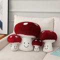 Fun Sunma Mushroom Plush Pillow – Cotton Throw Pillow, Red & White, 8/16/22 Inches