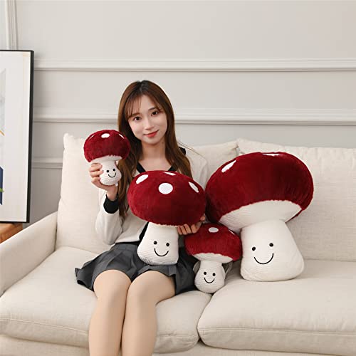 Fun Sunma Mushroom Plush Pillow – Cotton Throw Pillow, Red & White, 8/16/22 Inches