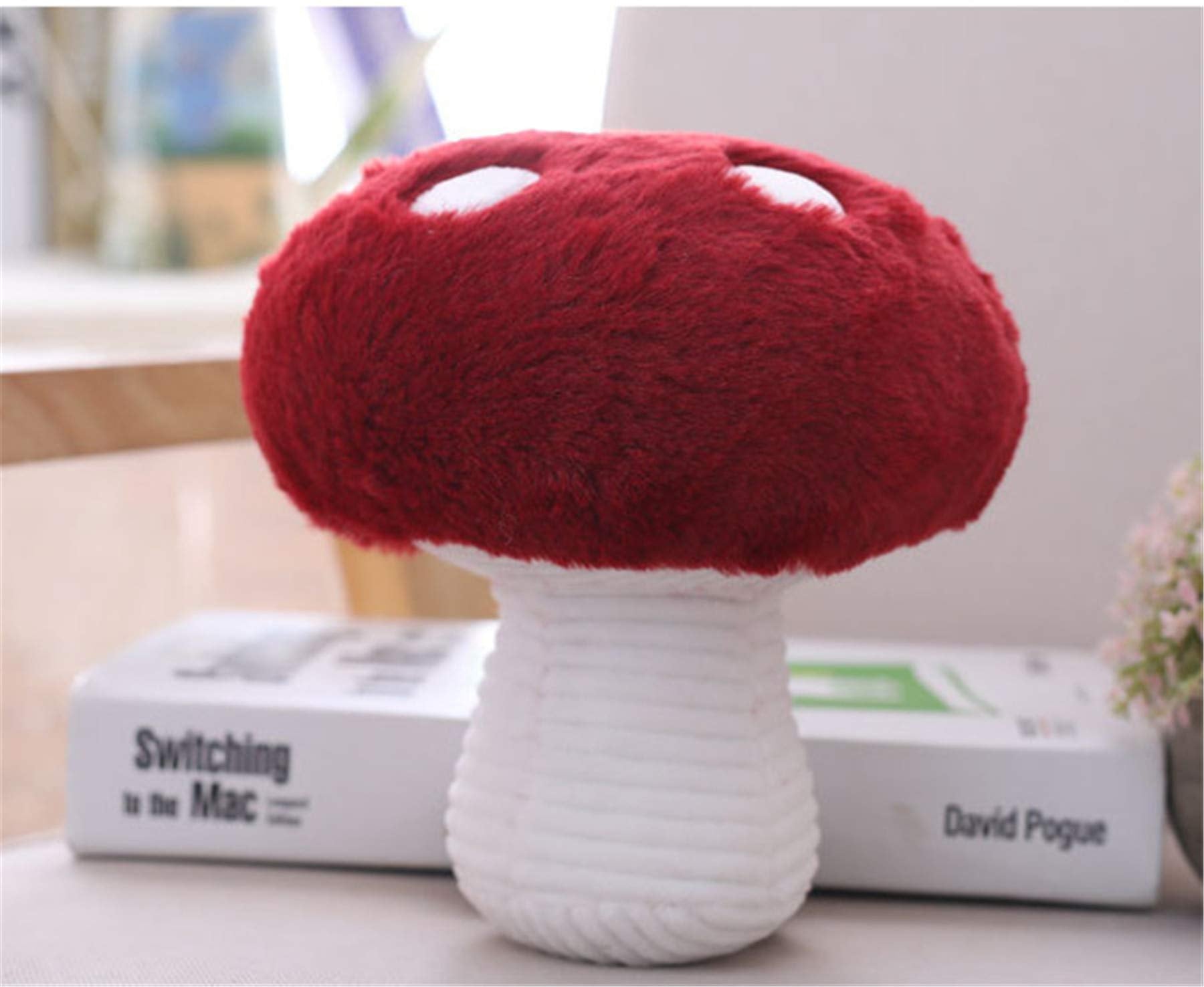 Fun Sunma Mushroom Plush Pillow – Cotton Throw Pillow, Red & White, 8/16/22 Inches
