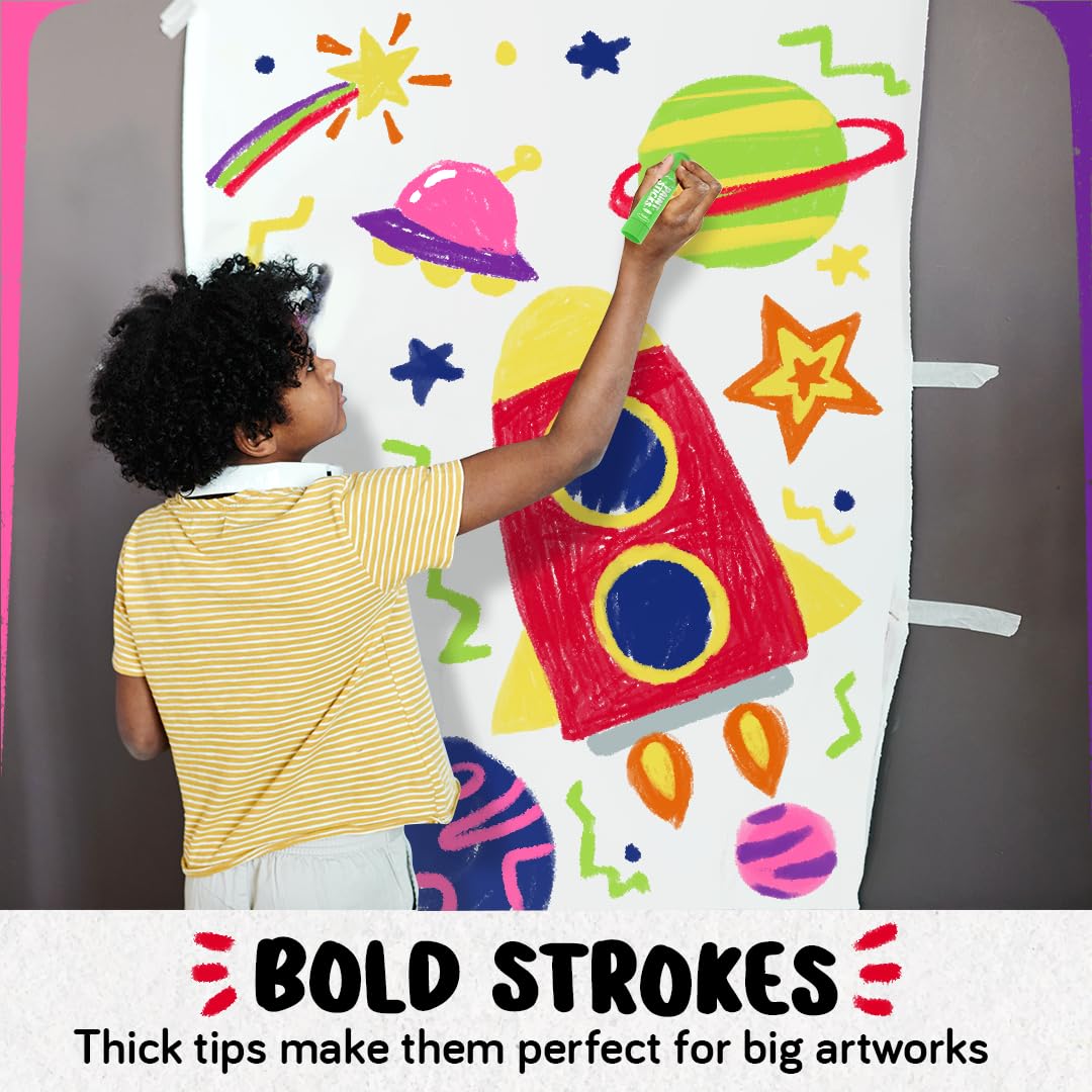 Funcils 12 Tempera Paint Sticks for Kids Ages 1-5 - Washable, Quick Dry, Non-Toxic with Metallic Gold & Silver