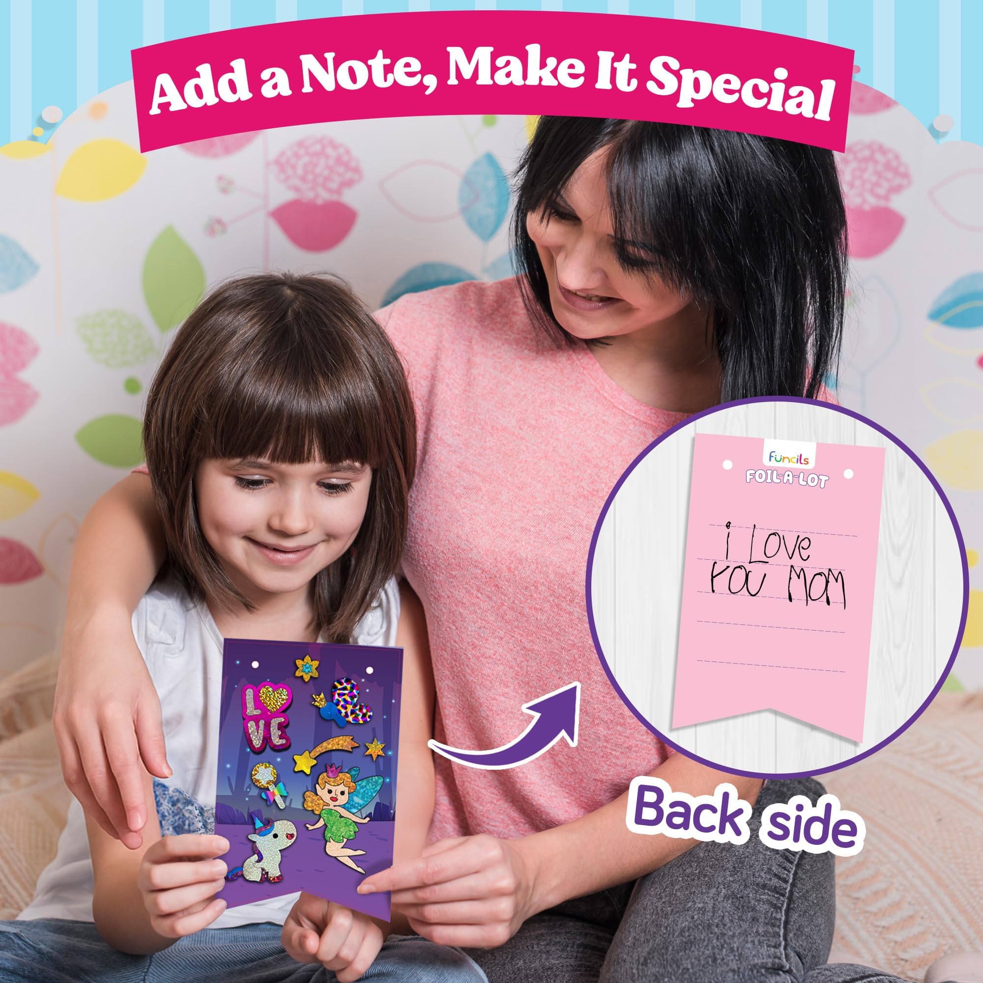 Funcils Unicorn & Princess Foil Art Craft Kit – Mess-Free Sticker Activity for Kids Ages 4-10