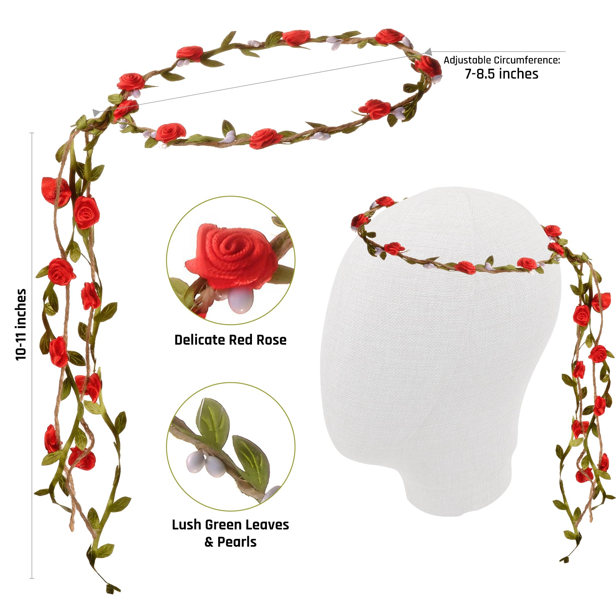 Funcredible Fairy Costume Set: Red Wings, Flower Crown & Chunky Glitter
