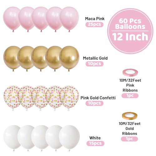 FunHot 60-Piece Rose Gold & Gold Confetti Balloons – 12-Inch Latex for Birthday, Baby Shower, Wedding Decor