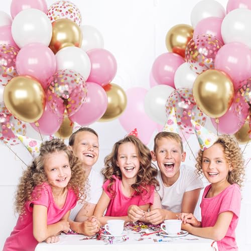 FunHot 60-Piece Rose Gold & Gold Confetti Balloons – 12-Inch Latex for Birthday, Baby Shower, Wedding Decor