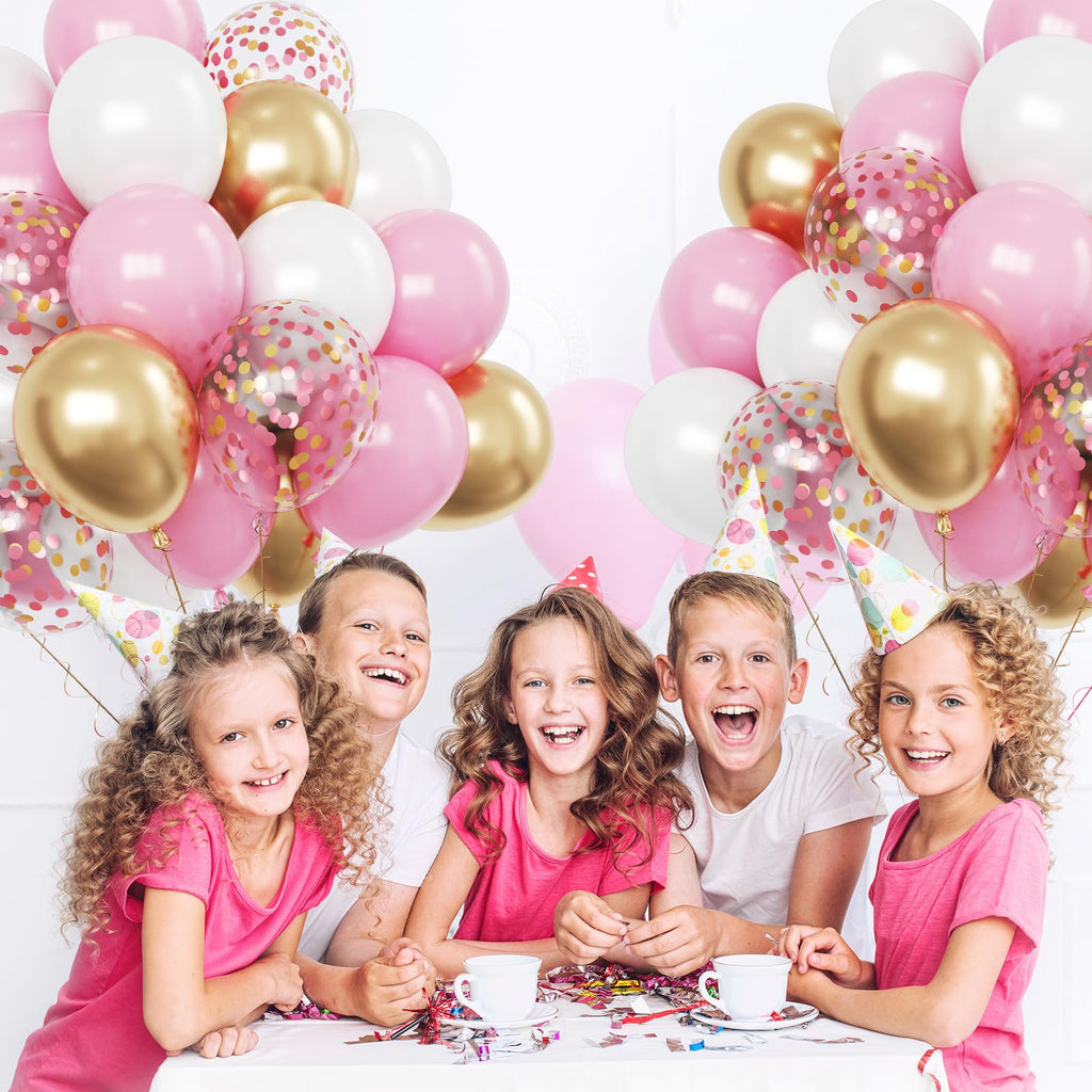 FunHot 60-Piece Rose Gold & Gold Confetti Balloons – 12-Inch Latex for Birthday, Baby Shower, Wedding Decor