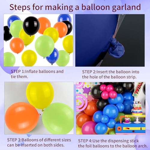 FunHot 90s 80s Balloon Garland Arch Kit - Retro Theme Party Decor with Star Foil and Dice Balloons