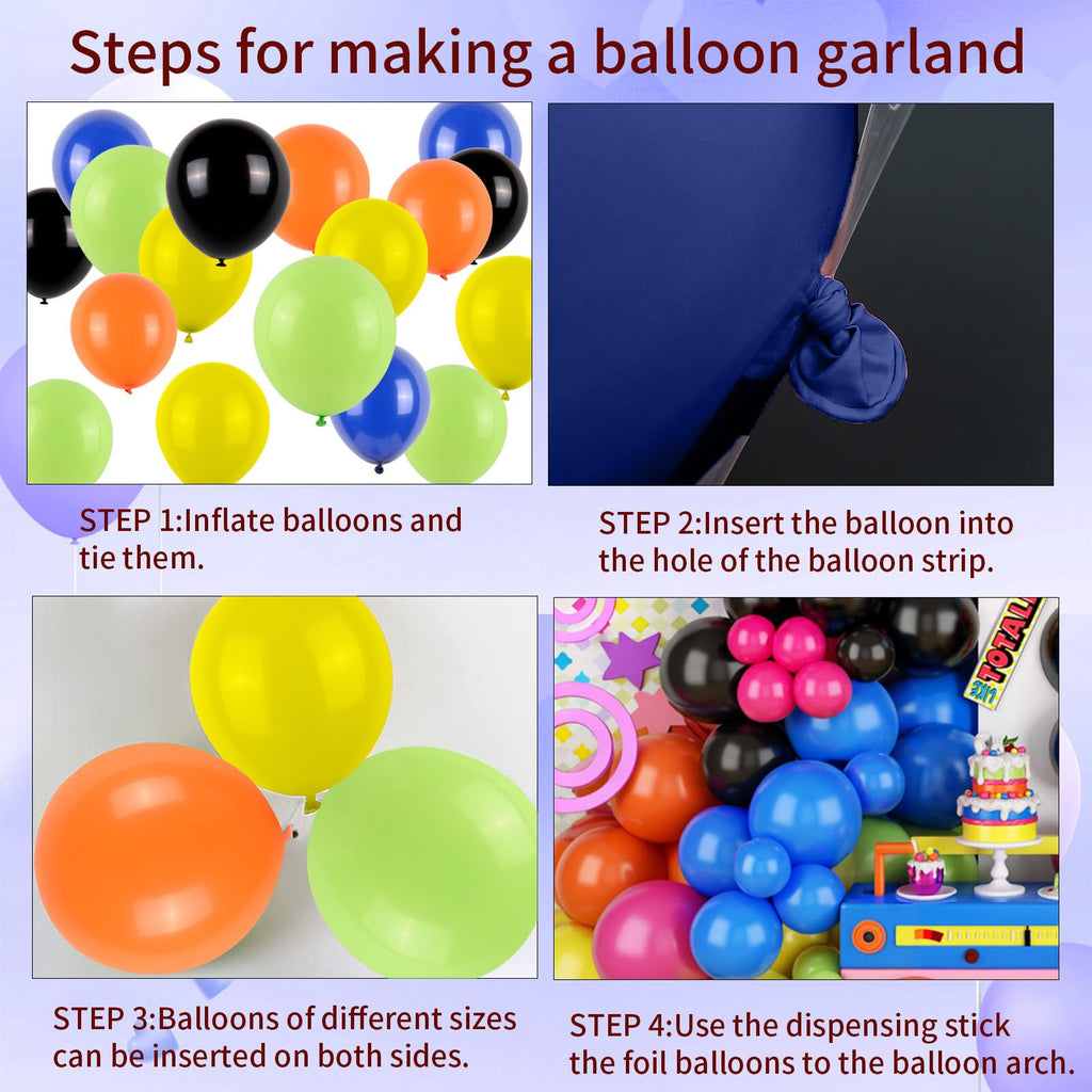 FunHot 90s 80s Balloon Garland Arch Kit - Retro Theme Party Decor with Star Foil and Dice Balloons