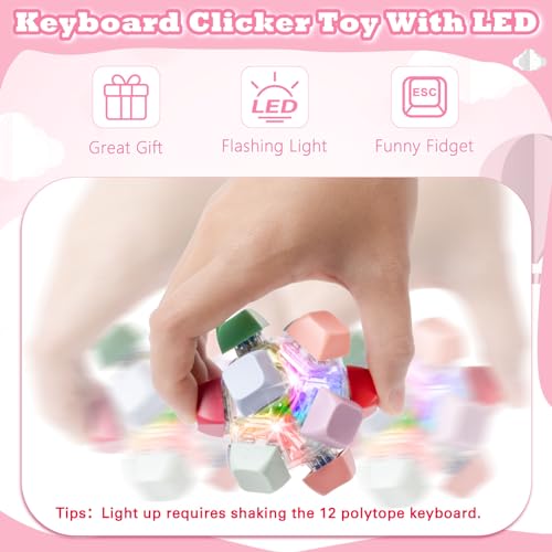 FunisFun Keyboard Fidget Toy for Adults with LED Lights and Clicker