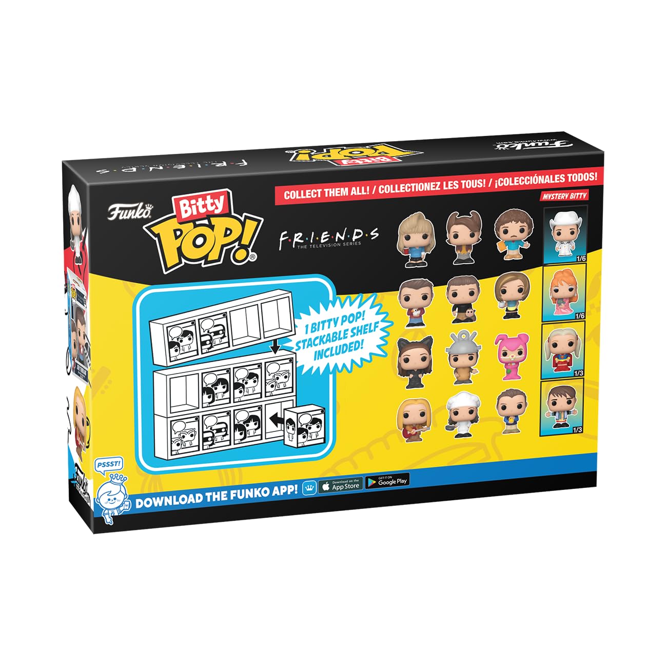 Funko Bitty POP! Friends 4-Pack: Phoebe, Monica, Chandler & Mystery Mini Figure with Display Case