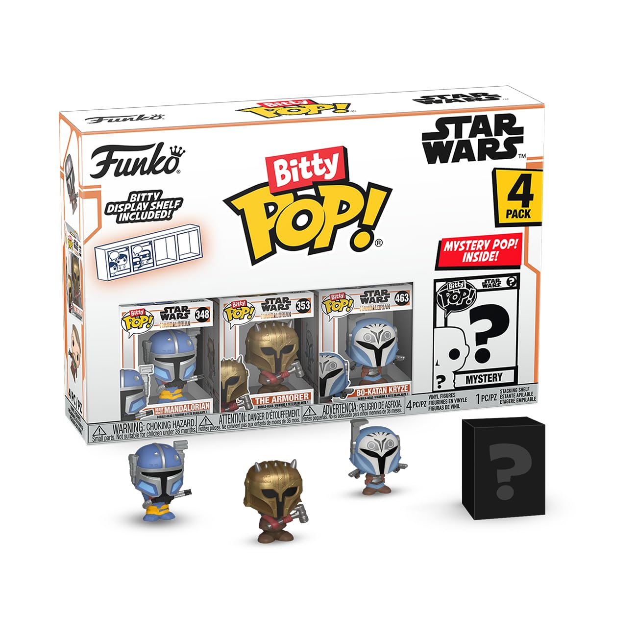 Funko Bitty Pop! The Mandalorian 4-Pack – Heavy Infantry, Armorer, Bo-Katan, & Mystery Chase (0.9-Inch Mini Figures)