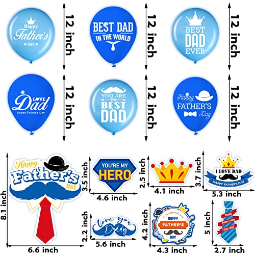 Funnlot 64-Piece Father's Day Decoration Set with Banner, Cake Topper, Balloons & Ceiling Hangings - Red, Mint, Dark Blue & Gold