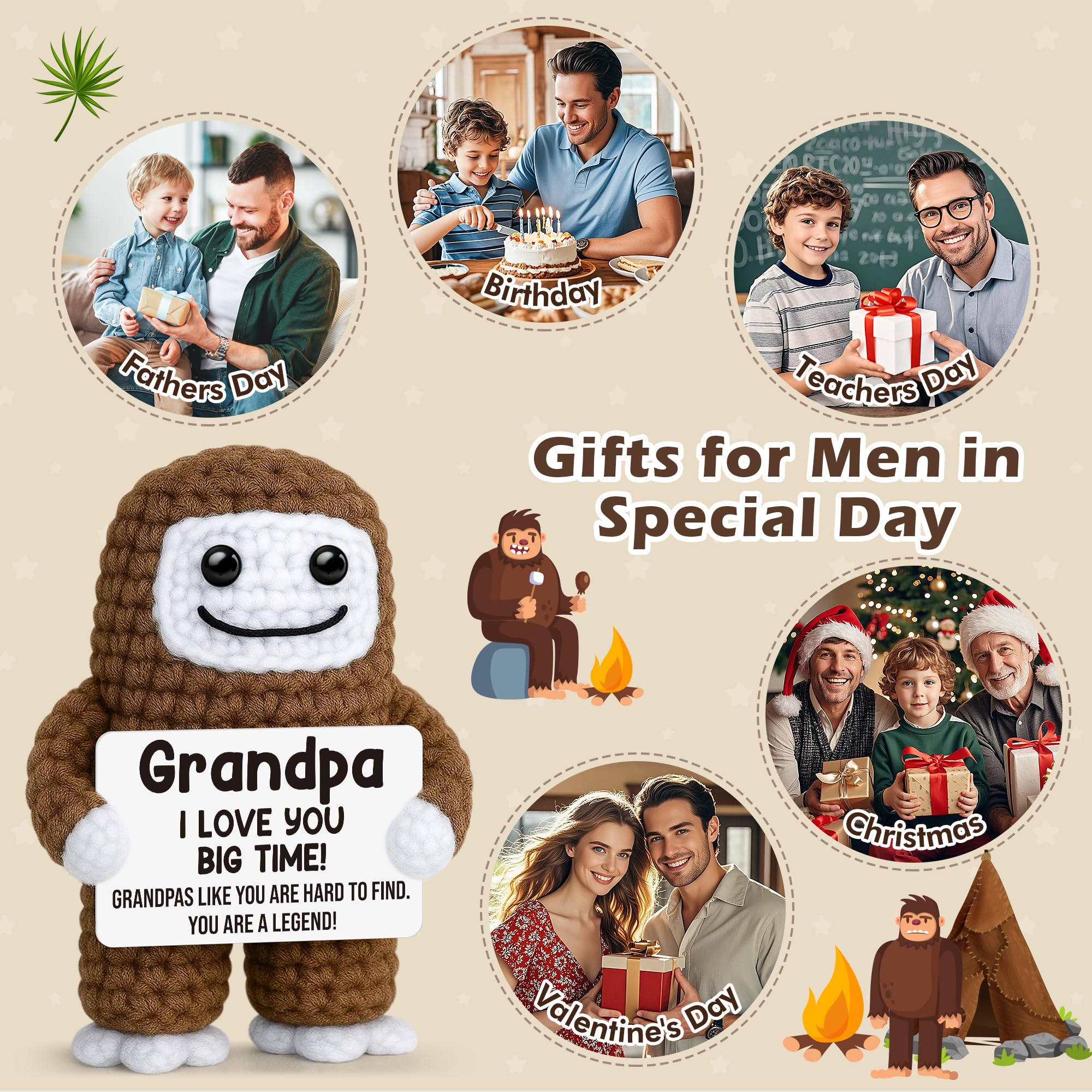 Funny Crochet Bigfoot Grandpa Gift by GwhyGifts - Handmade Keepsake for Grandfather