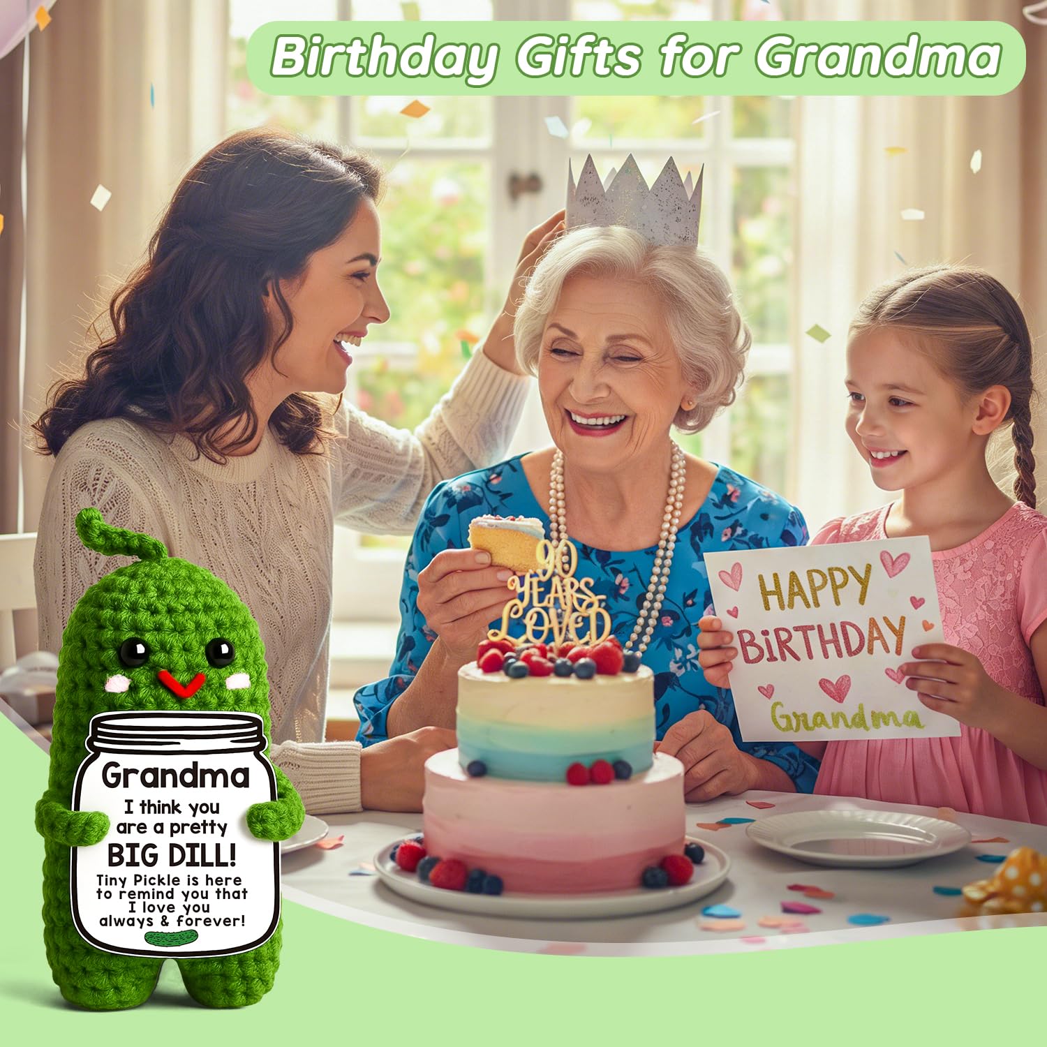 Funny Crochet Pickle Plush for Grandma - MAMAGIFTREE Big Dill Gift