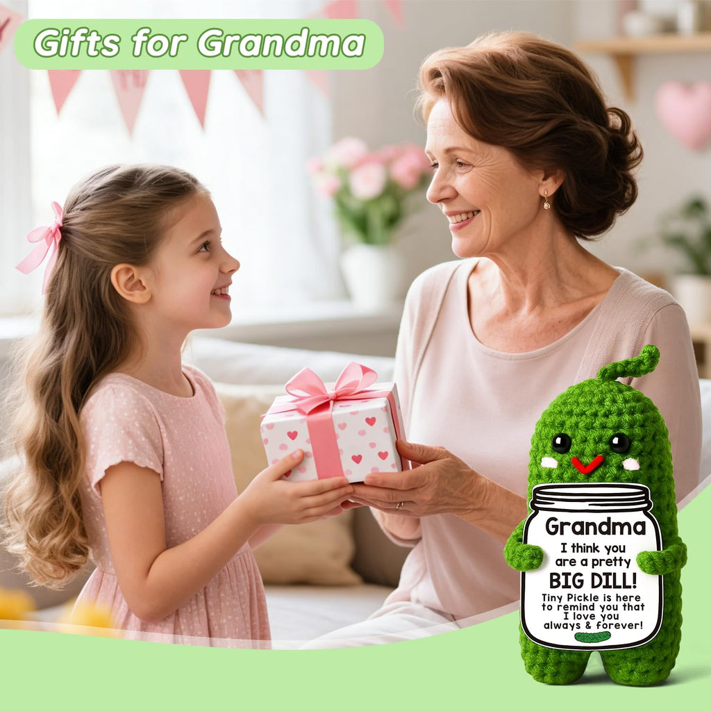 Funny Crochet Pickle Plush for Grandma - MAMAGIFTREE Big Dill Gift