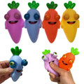 Funny Pop-Out Stress Squeeze Toys 4 Pack – Cute Radish Fidget Toy with Sticking Eyes for Stress Relief, Easter Gift for Adults and Kids