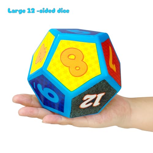 funnysquee 4.7 Inch 12-Sided Foam Dice – Large Dodecahedron for Board Games and Educational Play