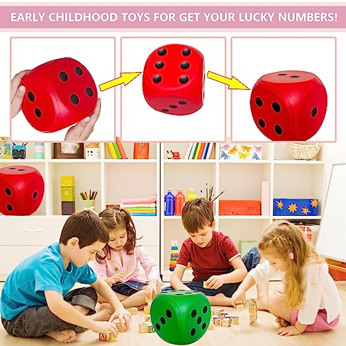 funnysquee 5.9-Inch Jumbo Foam Dice – Lucky Red Giant Toy for Game Nights & Learning