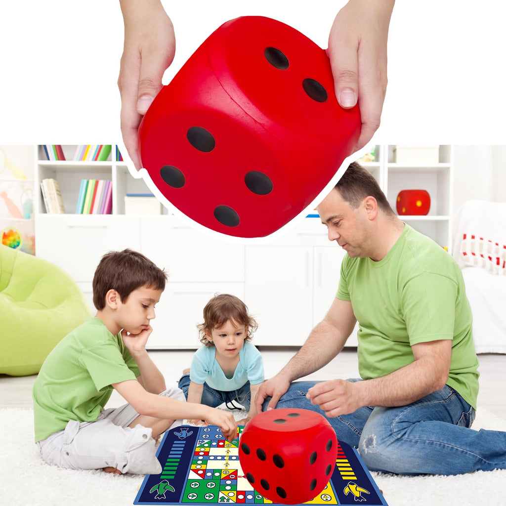 funnysquee 5.9-Inch Jumbo Foam Dice – Lucky Red Giant Toy for Game Nights & Learning