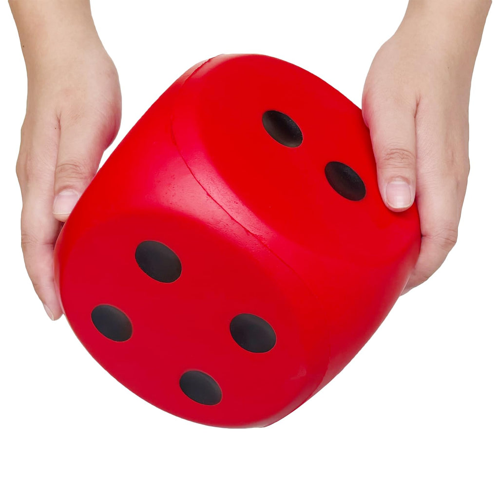 funnysquee 5.9-Inch Jumbo Foam Dice – Lucky Red Giant Toy for Game Nights & Learning