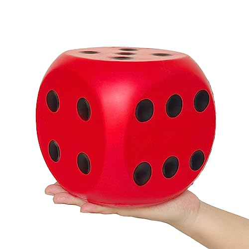 funnysquee 5.9-Inch Jumbo Foam Dice – Lucky Red Giant Toy for Game Nights & Learning