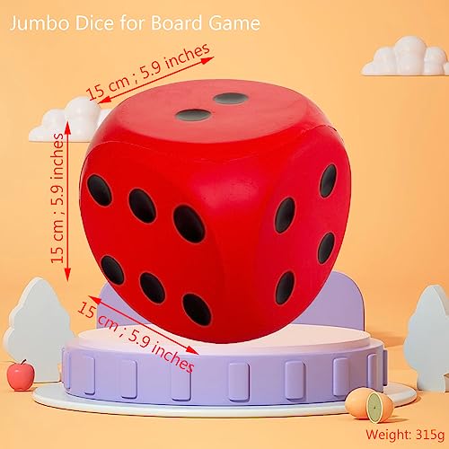 funnysquee 5.9-Inch Jumbo Foam Dice – Lucky Red Giant Toy for Game Nights & Learning