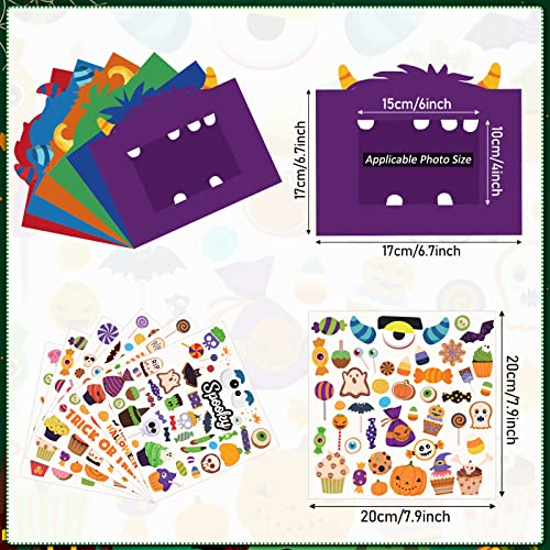 Funrous 24-Pack Halloween Paper Picture Frame Craft Kit with Stickers – DIY Cartoon Photo Frames for Party Decor
