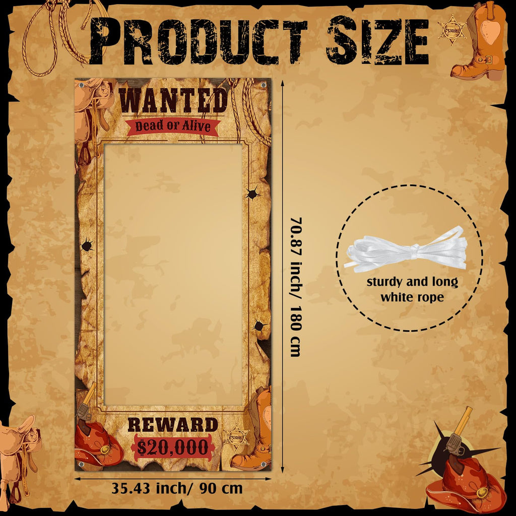 Funrous Wanted Poster Photo Prop – Large Western Backdrop for Cowboy Parties