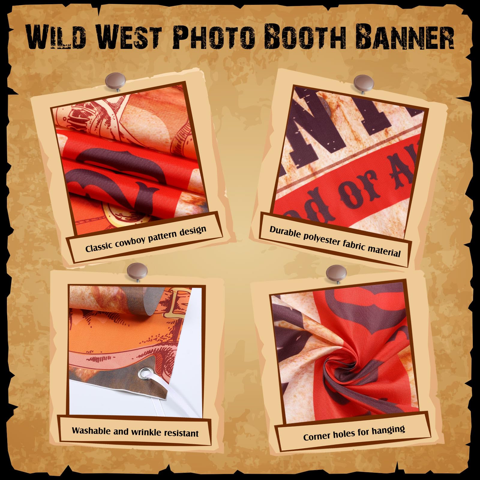 Funrous Wanted Poster Photo Prop – Large Western Backdrop for Cowboy Parties