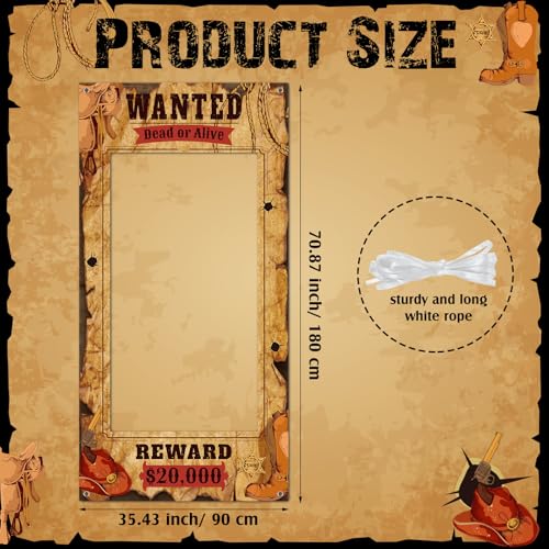 Funrous Wanted Poster Photo Prop – Large Western Backdrop for Cowboy Parties