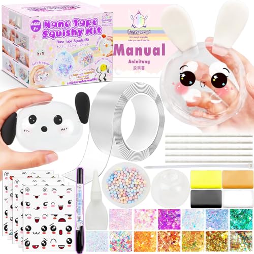 FUNSHOWCASE Nano Tape Bubble Kit – DIY Squishy Toy Maker with Air-Dry Clay, Markers, and Step-by-Step Guide