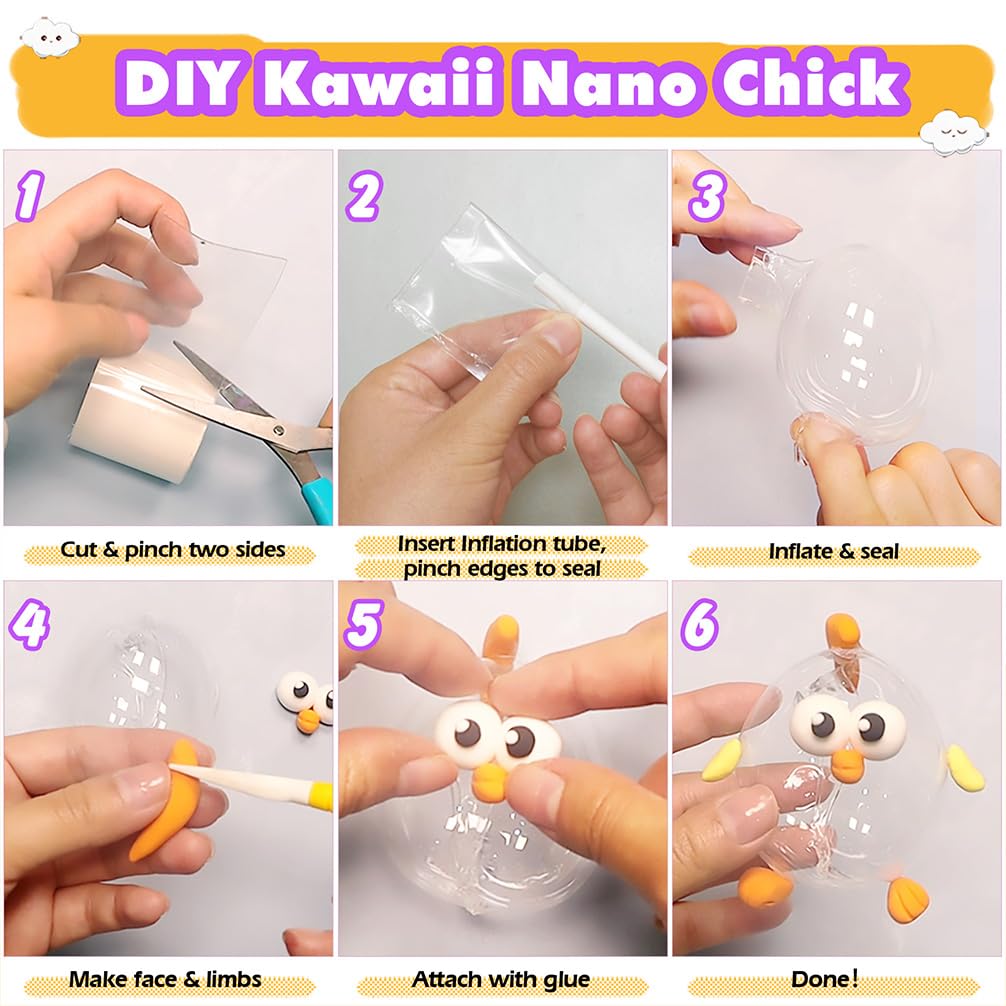 FUNSHOWCASE Nano Tape Bubble Kit – DIY Squishy Toy Maker with Air-Dry Clay, Markers, and Step-by-Step Guide