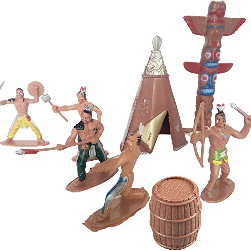 FUNSHOWCASE Native American Indian Figures Set of 15 – Miniature Toys for Dioramas, Sandbox, Fairy Gardens & Cake Toppers