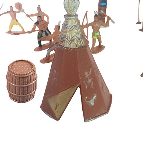 FUNSHOWCASE Native American Indian Figures Set of 15 – Miniature Toys for Dioramas, Sandbox, Fairy Gardens & Cake Toppers