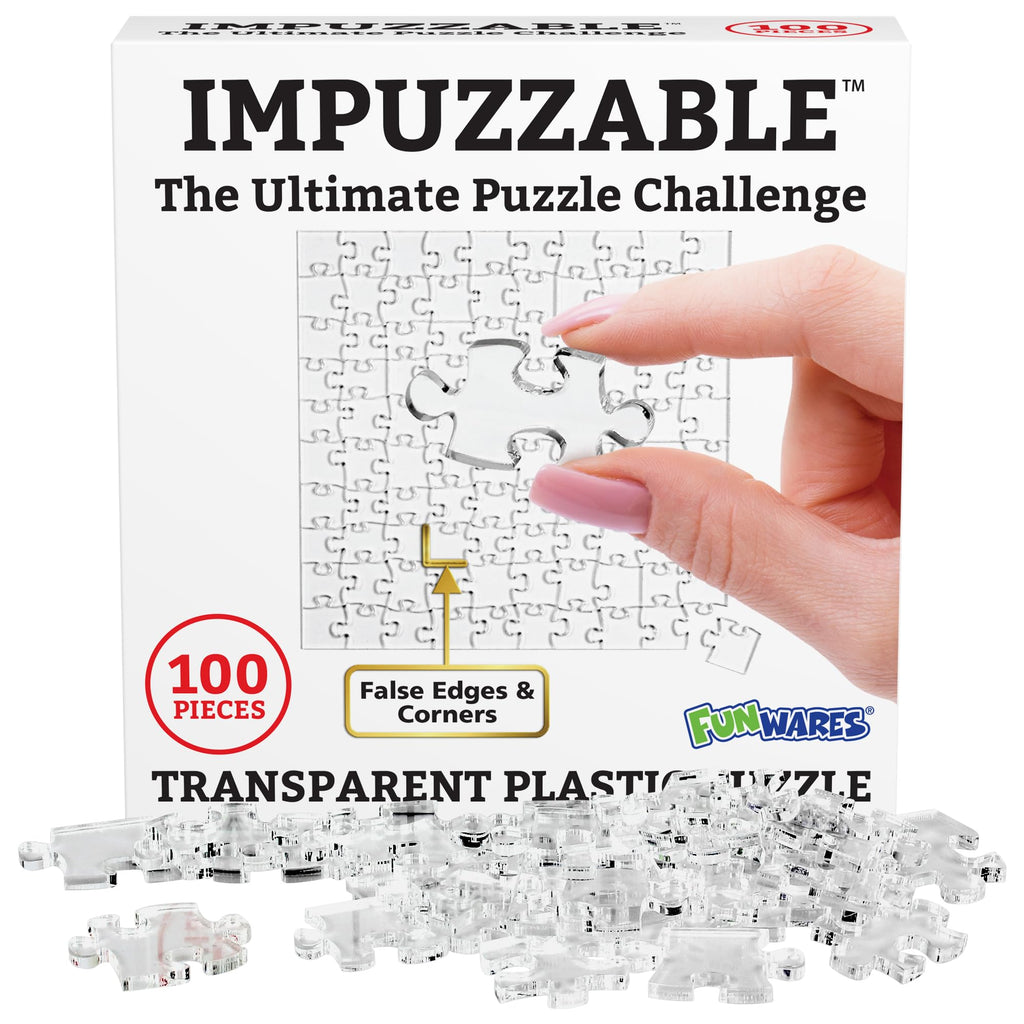 Funwares 100-Piece Clear Acrylic Puzzle – Insanely Hard Brain Teaser for Adults with False Edges