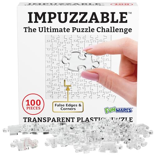 Funwares 100-Piece Clear Acrylic Puzzle – Insanely Hard Brain Teaser for Adults with False Edges