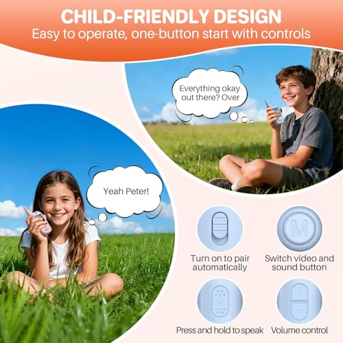 FUNYKICH Kids Video Walkie Talkies – 2 Pack with Unicorn Cases, Rechargeable, 350m Range, Voice Changer, for Ages 3-12