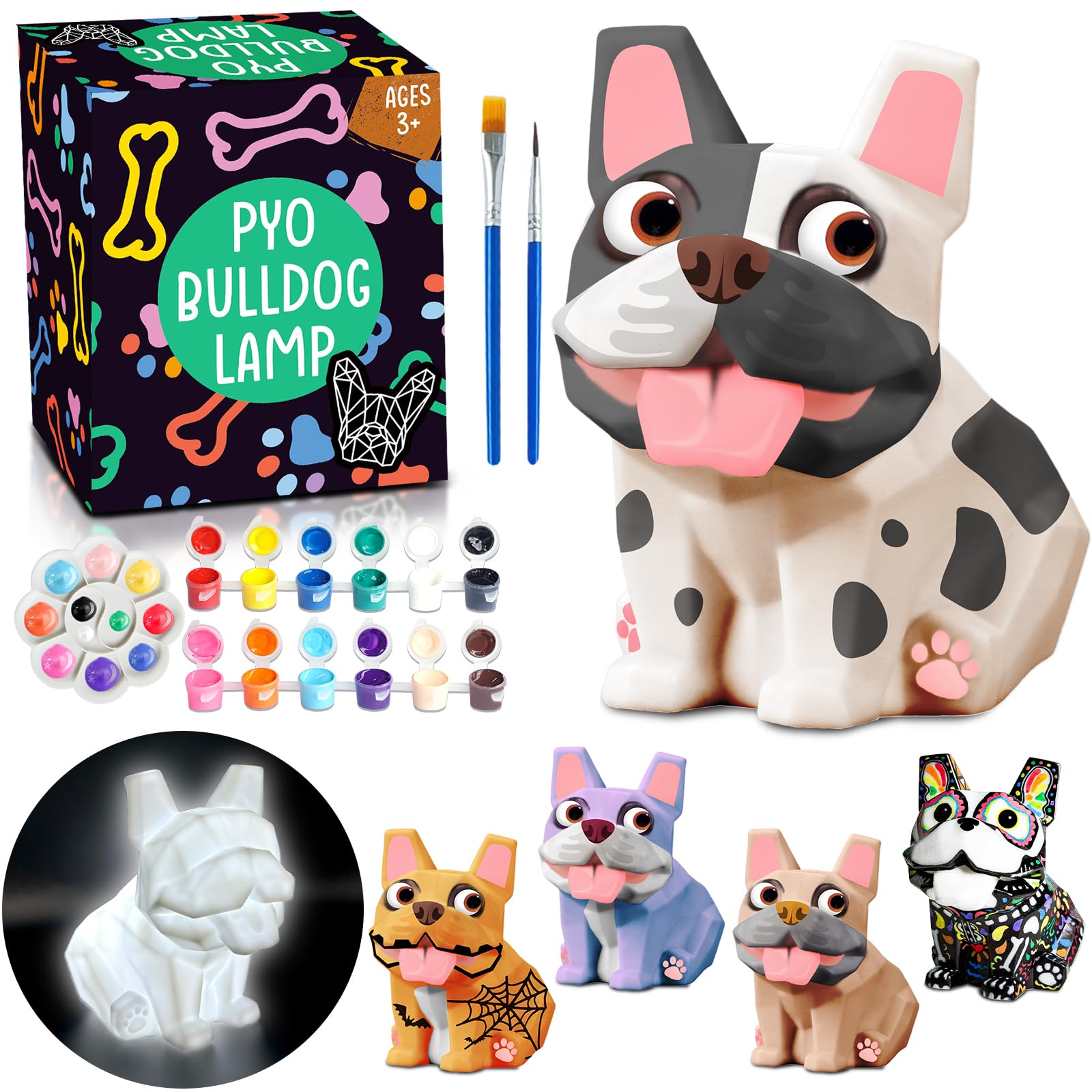 FUNZBO French Bulldog Paintable Night Light - DIY Art Craft Kit for Kids Ages 8-13