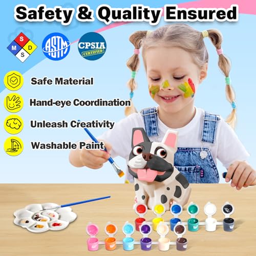 FUNZBO French Bulldog Paintable Night Light - DIY Art Craft Kit for Kids Ages 8-13