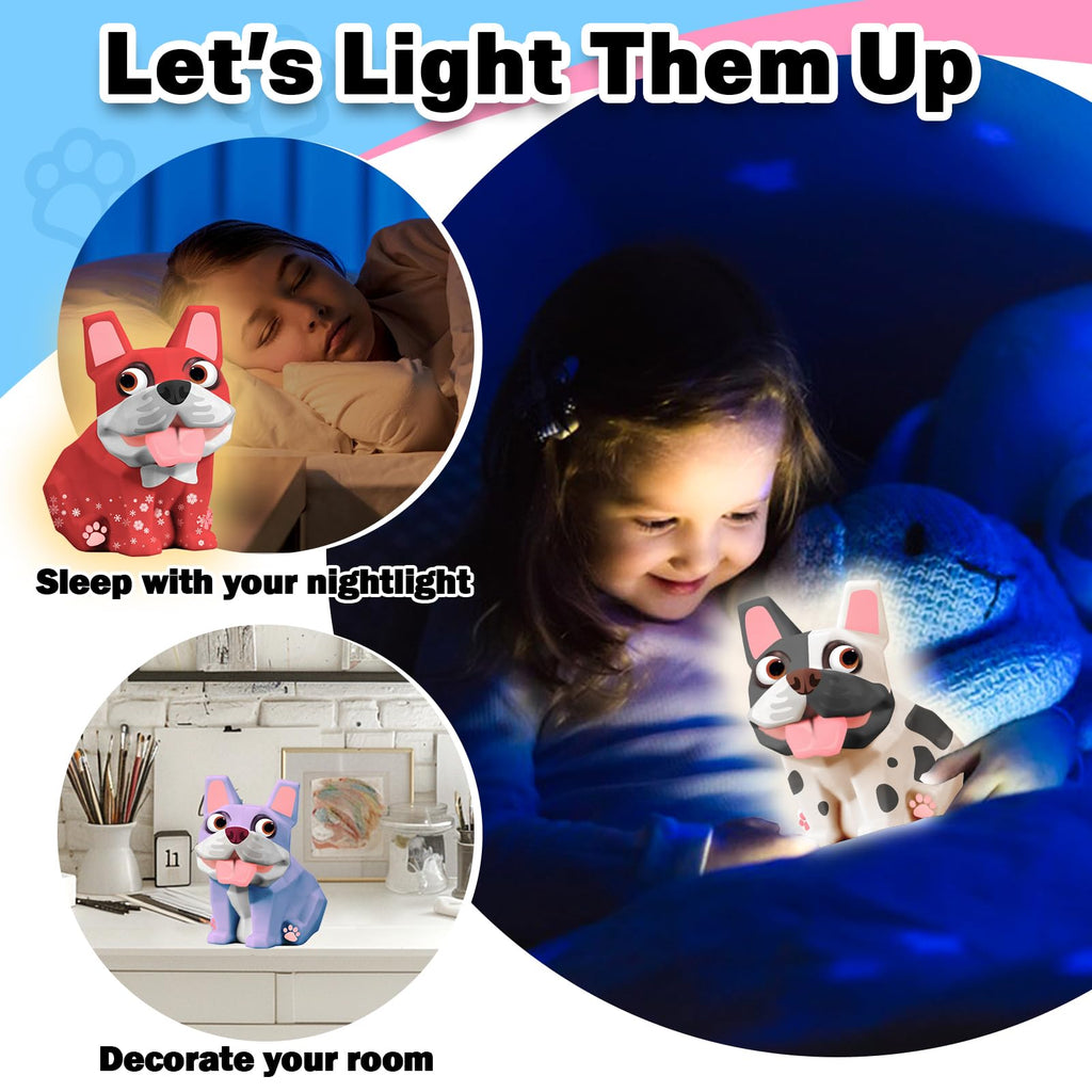 FUNZBO French Bulldog Paintable Night Light - DIY Art Craft Kit for Kids Ages 8-13