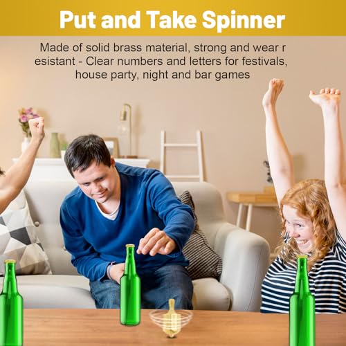 Fuoequl Solid Brass Put and Take Ante-Up Spinning Top Dice Game for Family Fun
