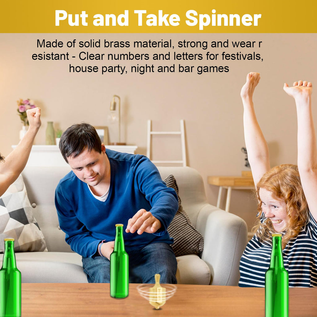 Fuoequl Solid Brass Put and Take Ante-Up Spinning Top Dice Game for Family Fun