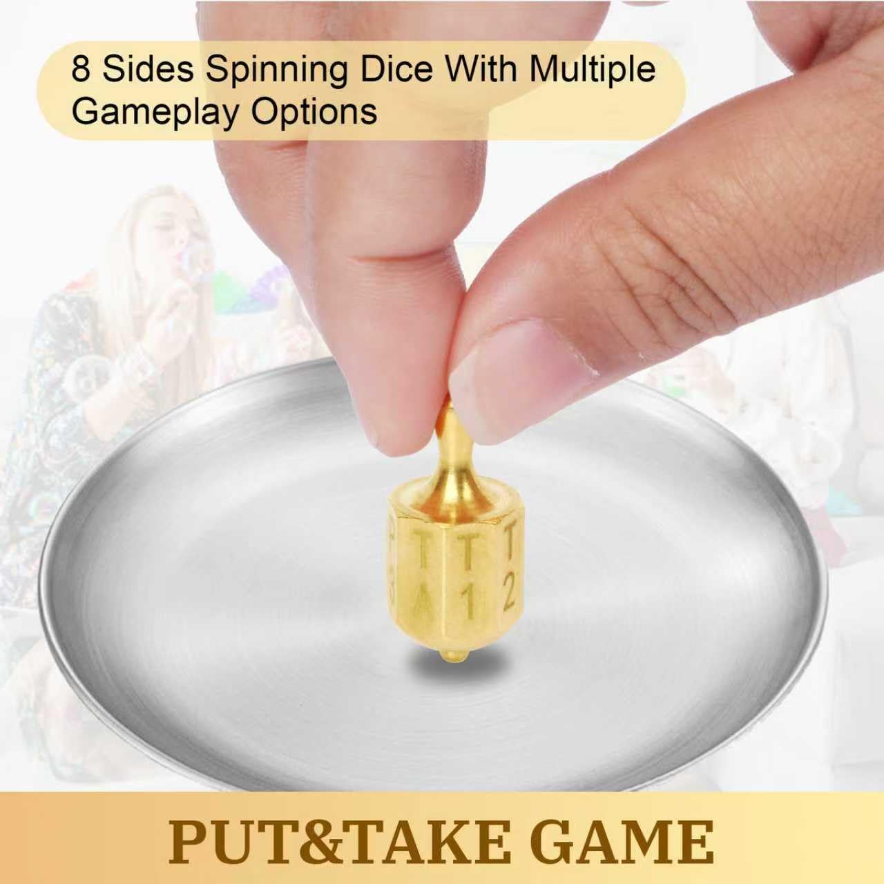 Fuoequl Solid Brass Put and Take Ante-Up Spinning Top Dice Game for Family Fun