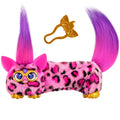 Furby DJ Furblet Kitt-Ee-Luv – Mini Electronic Plush Toy with Stretchable Body, Music & Furbish Sounds, Pink Cheetah Print, for Kids 6+