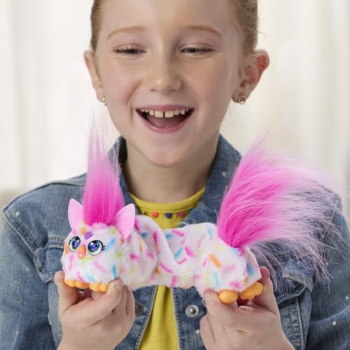 Furby DJ Furblets Berry-Cup-Cake Mini Electronic Plush Toy with Stretchy Body, Music, and Furbish Language