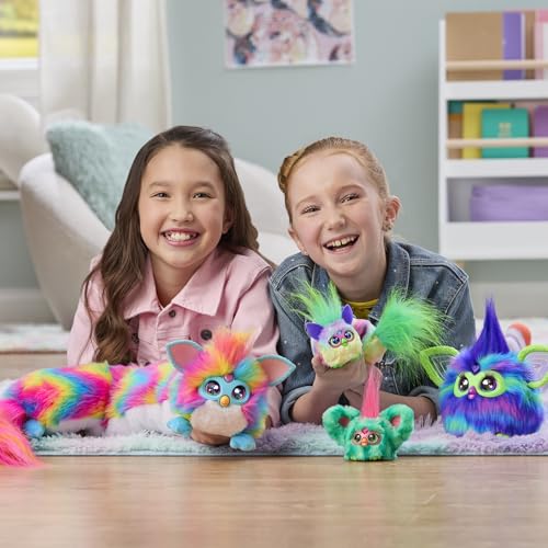 Furby DJ Furblets Berry-Cup-Cake Mini Electronic Plush Toy with Stretchy Body, Music, and Furbish Language