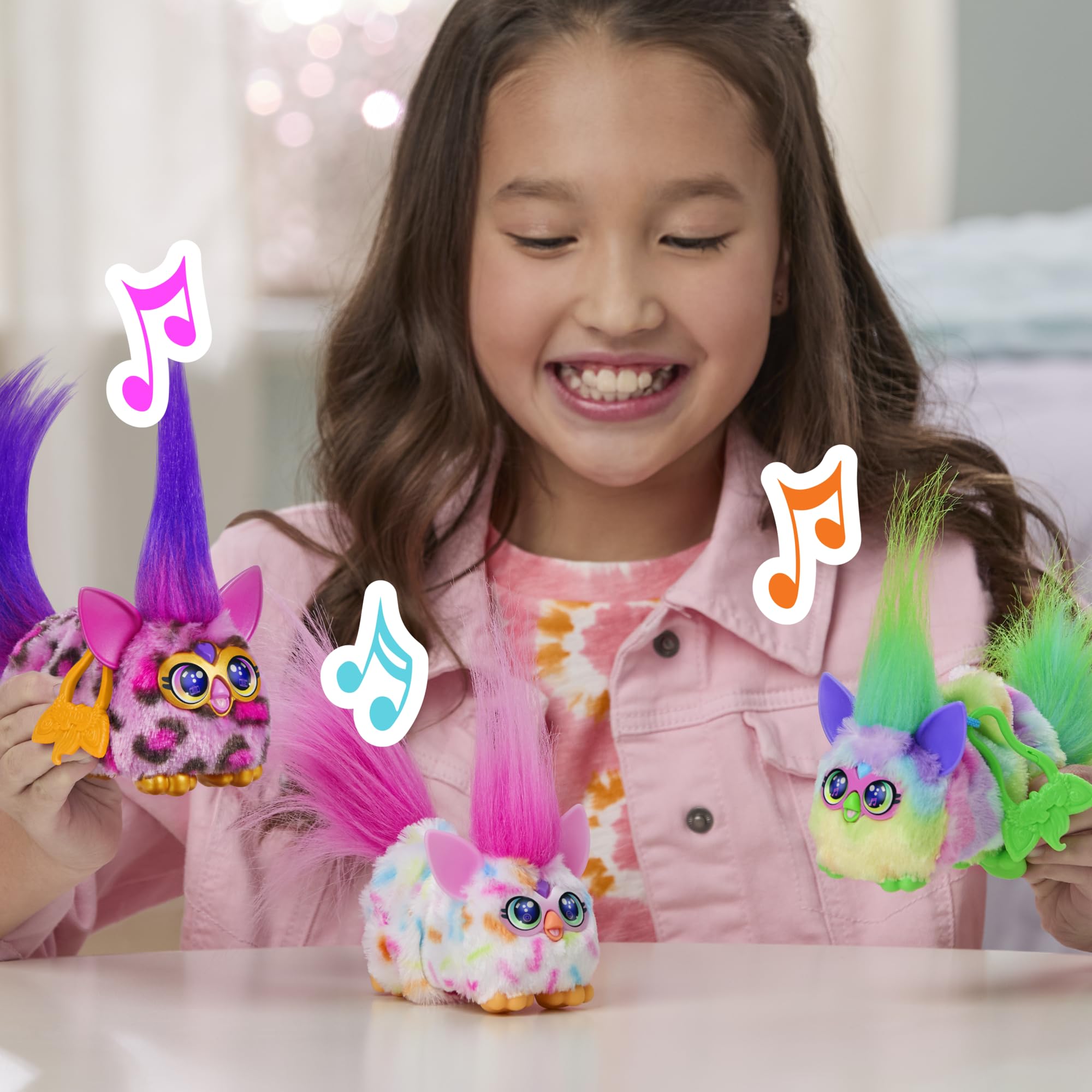 Furby DJ Furblets Berry-Cup-Cake Mini Electronic Plush Toy with Stretchy Body, Music, and Furbish Language