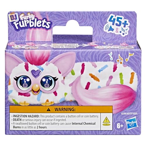 Furby DJ Furblets Berry-Cup-Cake Mini Electronic Plush Toy with Stretchy Body, Music, and Furbish Language