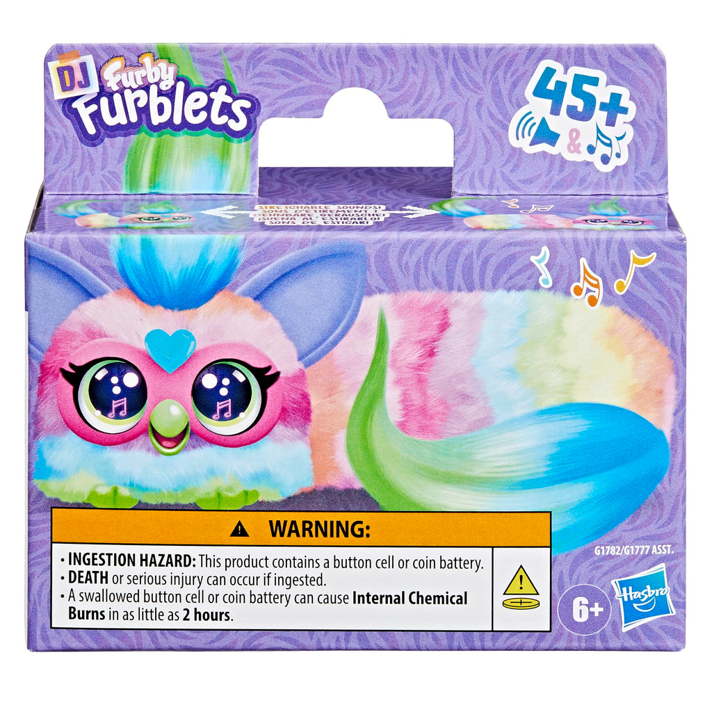 Furby DJ Furblets Can-Dee-Swirl Mini Electronic Plush Toy – Stretchy, Musical, and Speaks Furbish