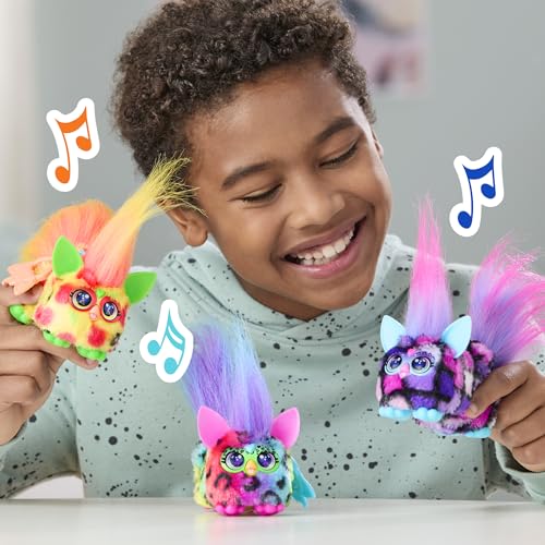 FURBY DJ Furblets Pepp-Oh-Roni: Stretchy Mini Plush Toy with Sound Effects and Furbish Language