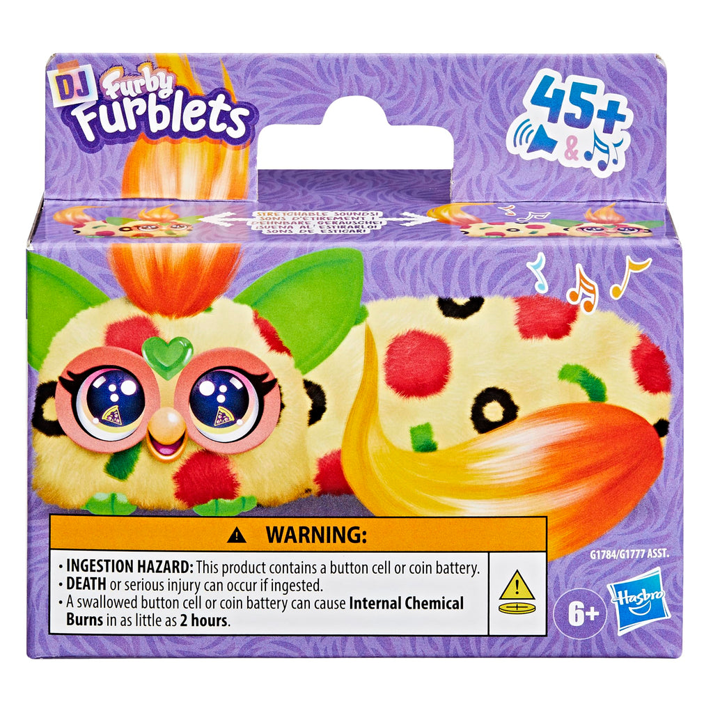 FURBY DJ Furblets Pepp-Oh-Roni: Stretchy Mini Plush Toy with Sound Effects and Furbish Language